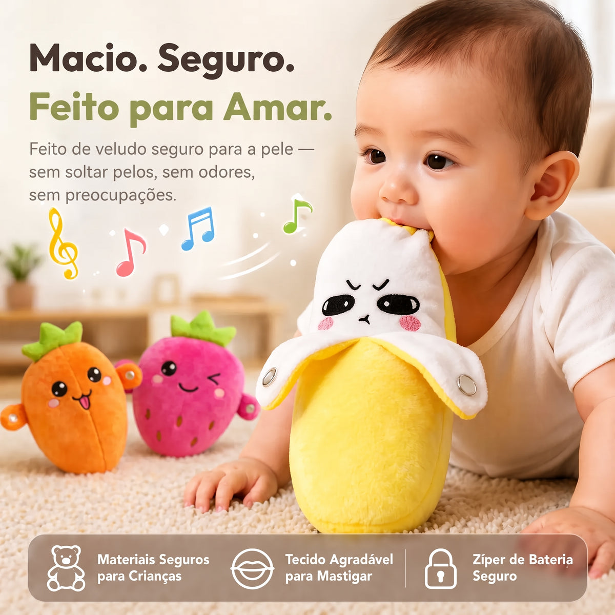 Happy Fruit - Pelúcia Musical Sensorial